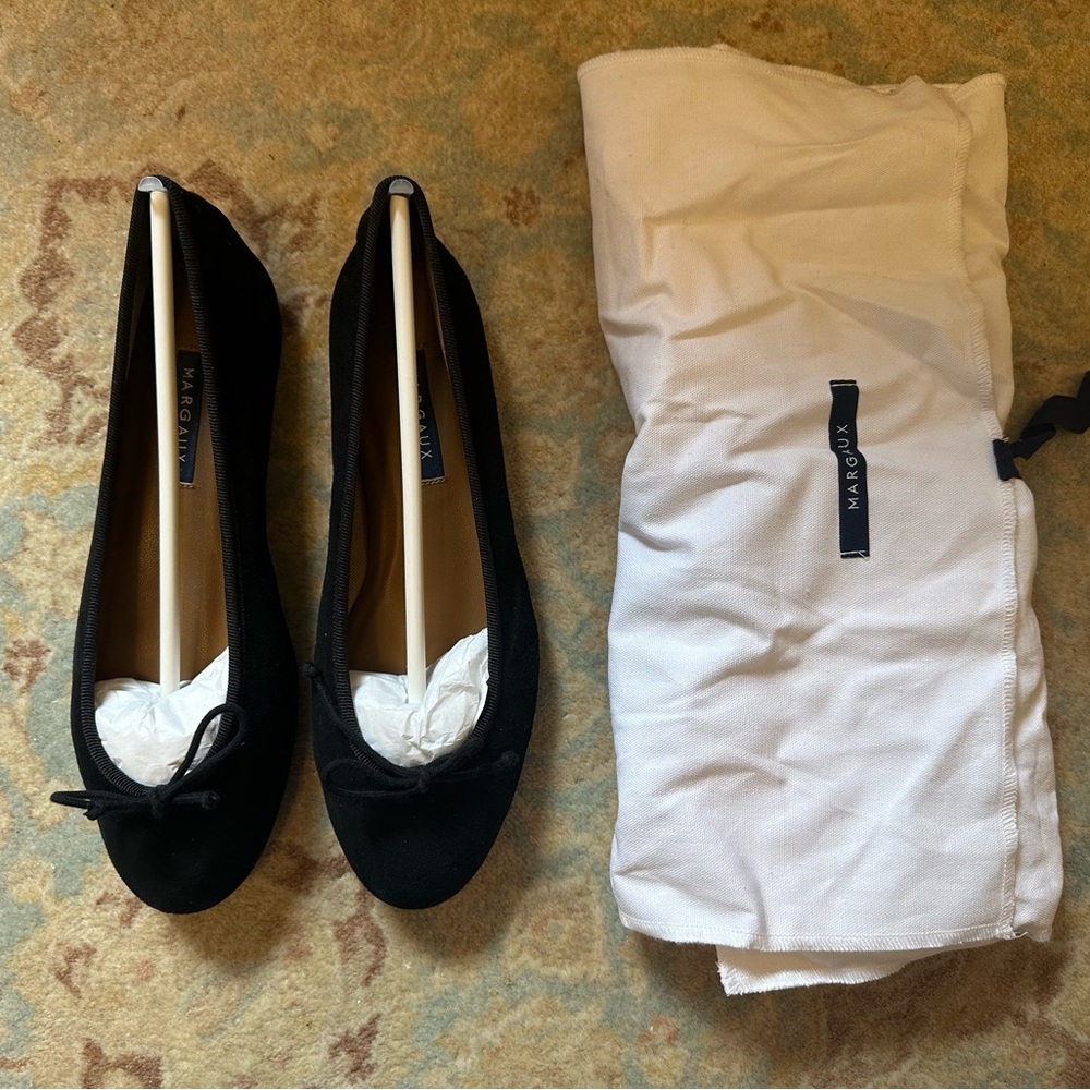Black Suede Demi Flats, Margaux, Size 38.5